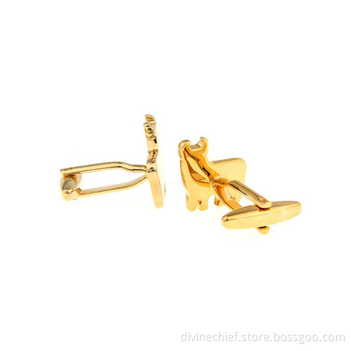 High End Golden Plated Metal Cufflinks Custom Cattle Shape Suit Shirt Cufflinks For Men